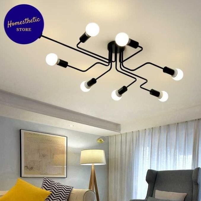 Fitting Lampu Gantung Hias Plafon LED Vintage Minimalis Retro Nordic E27 Ceiling Lights Modern Untuk