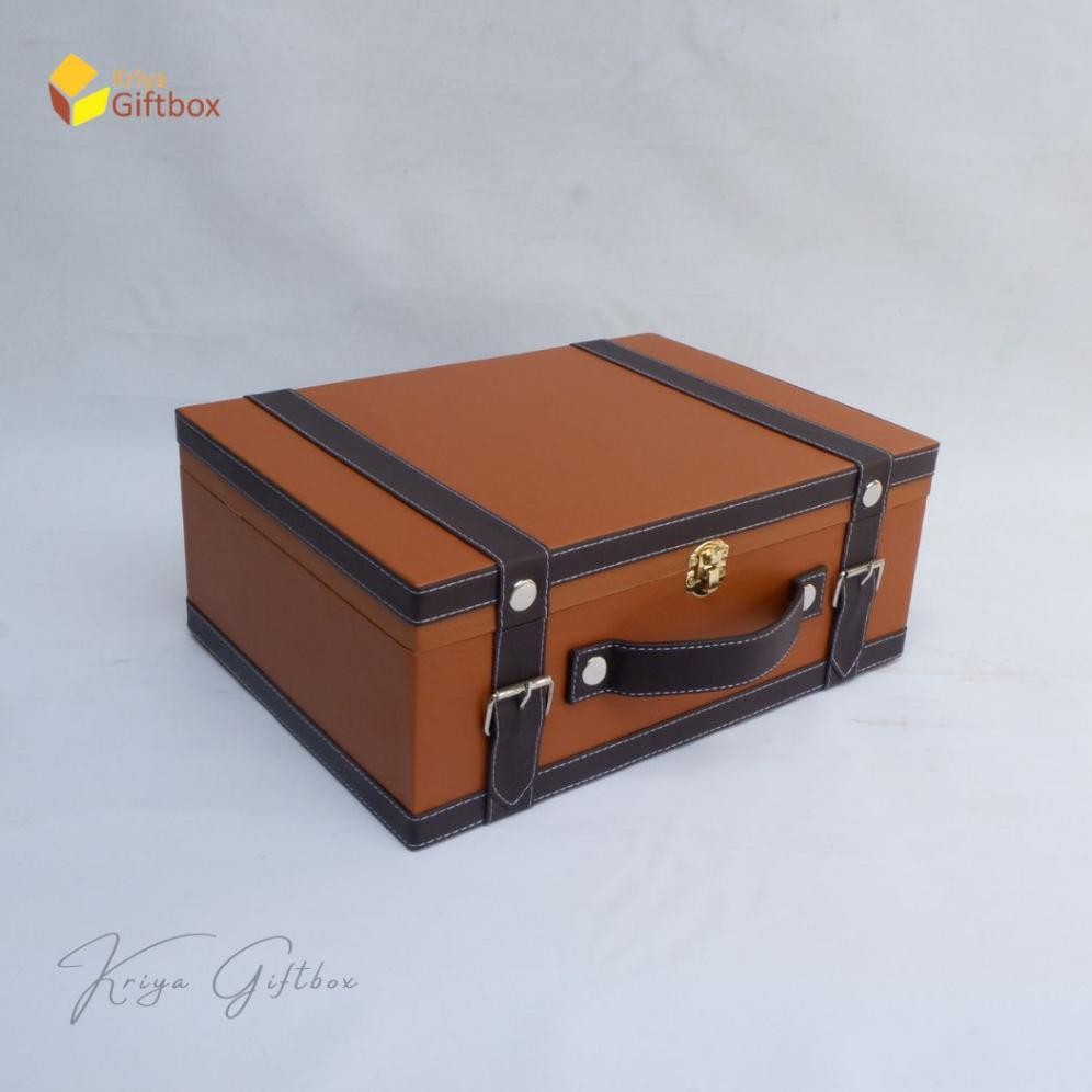 

jy-56 Box Hamper Model Koper Kotak Bahan Kulit Sintetis (Coklat Tua) Murah Sale