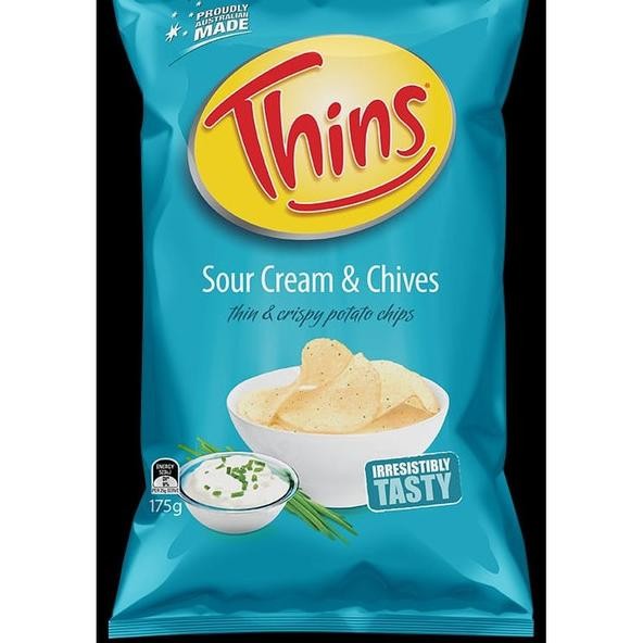 

Thins Sour Cream & Chives, Potato Chips Australia 175 Gram