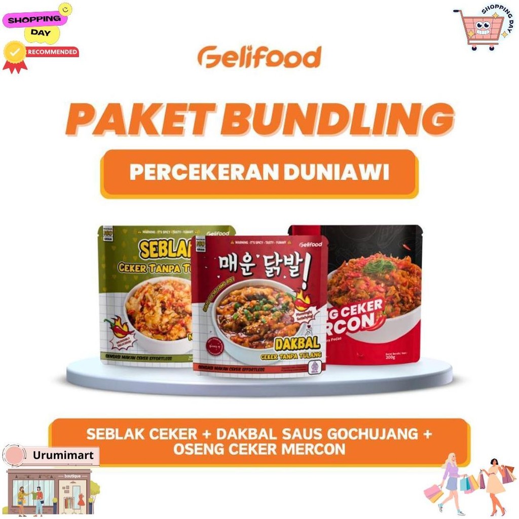 

Gelifood Paket Bundling 3 Pack Percekeran Duniawi Ceker Tanpa Tulang Gochujang Seblak Oseng Mercon Pedas Makanan Kemasan D Best Seller