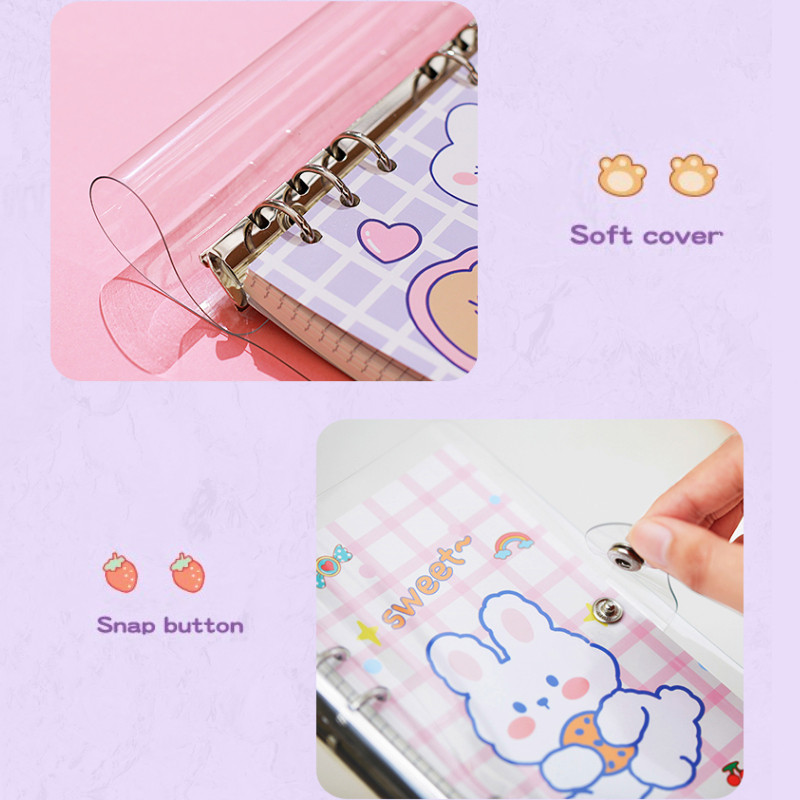 Buku binder A6 isi kertas 100 lembar+gantungan kecil+PET stiker Korean style spiral notebook PVC