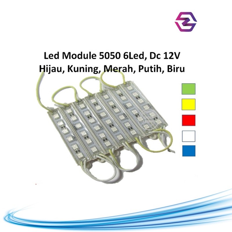 Lampu led modul strip led kabin flux 5050 6 led 12 volt biru
