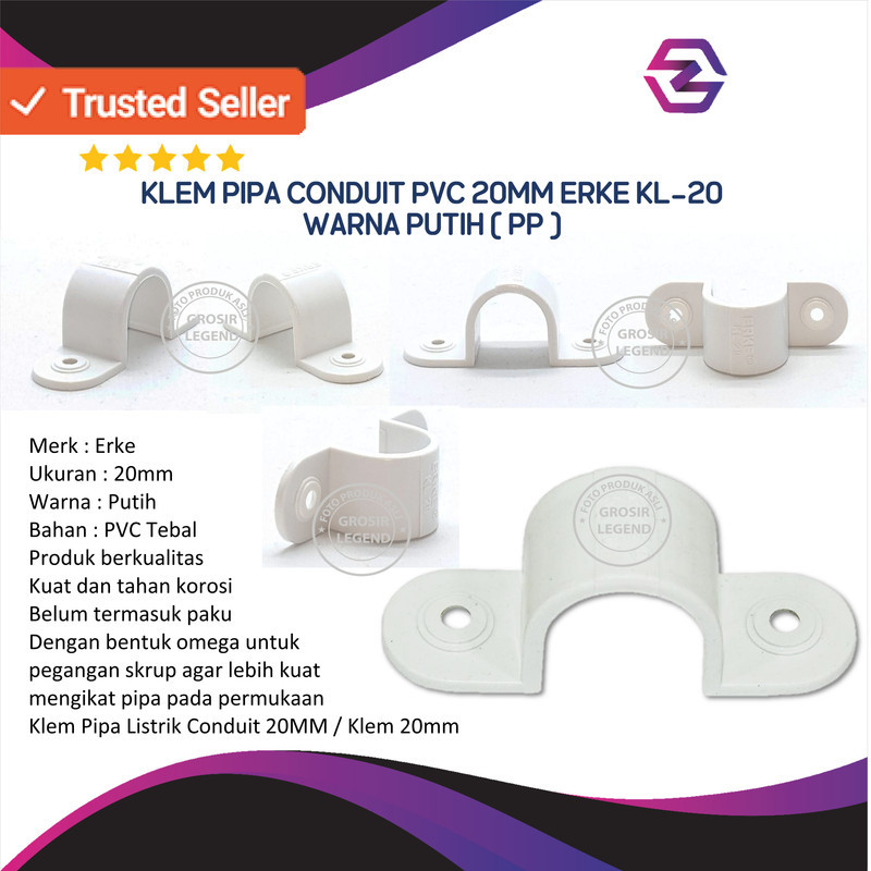 Klem Pipa Listrik  Klem Pipa Conduit PVC  Clamp Pipa 20mm Erke