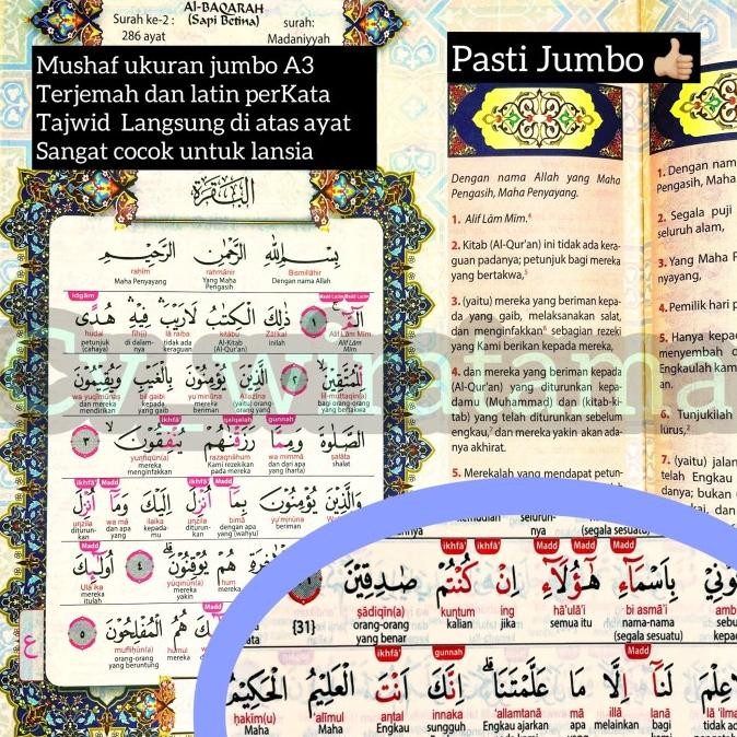 Al Quran Jumbo Besar A3 Terjemah Tajwid Latin Per Kata Cocok Lansia