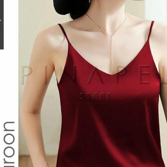 Tank Top Bahan Satin Chiffon Korea