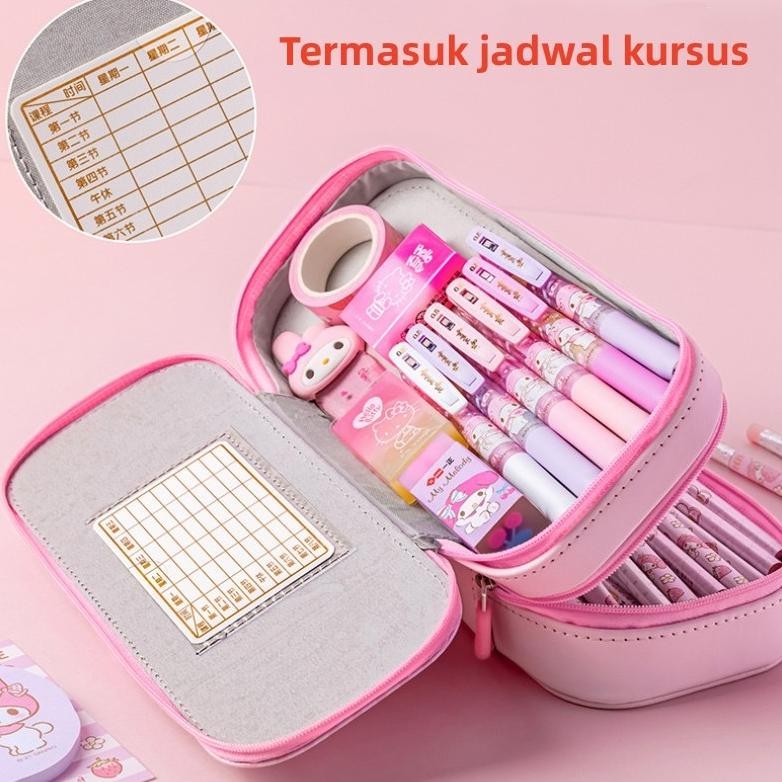 

Trt Sanrio Pu Large Capacity Pencil Case Kawaii Hello Kitty Cinnamoroll Melody School Pencils Bag Pouch Pen Case Supplies Stationery TERLARIS