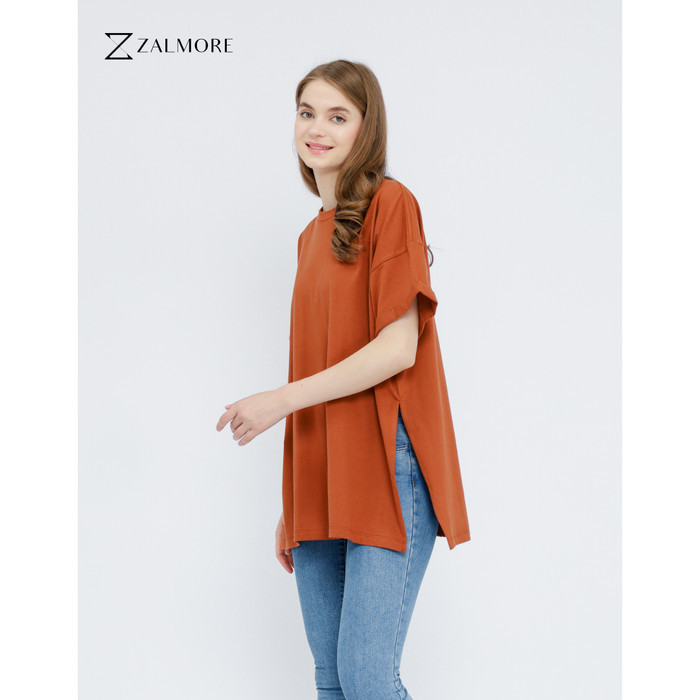 TERJAMIN Zalmore Oversize T-Shirt with Slit - Kaos Oversize Wanita