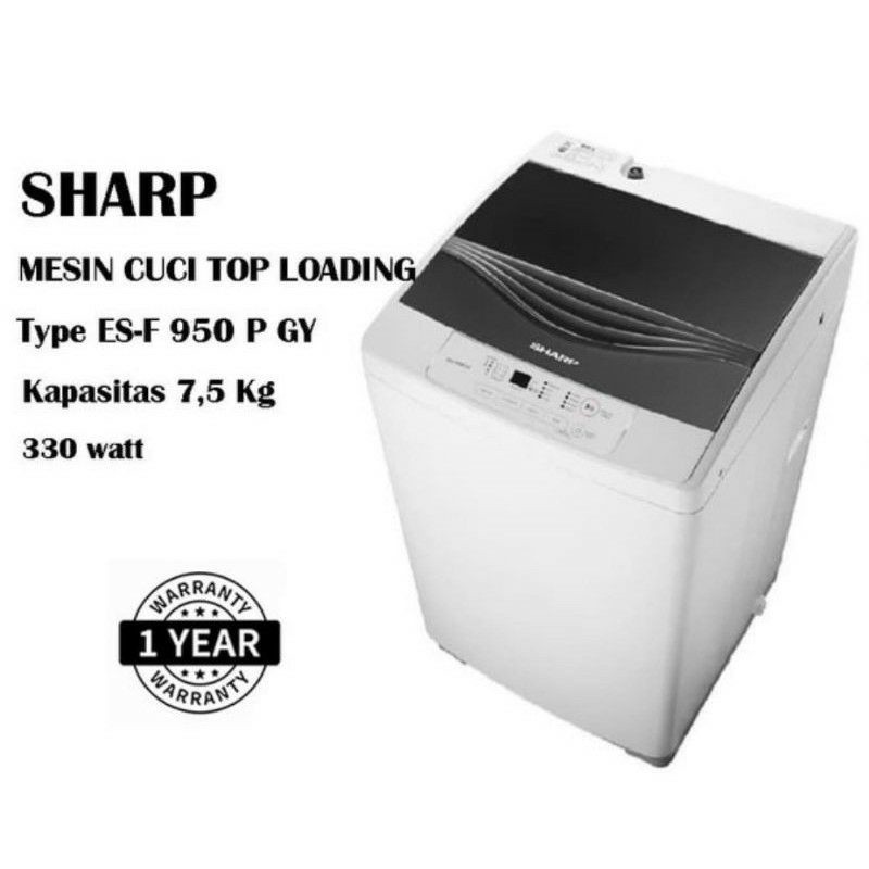 Mesin Cuci Sharp 1 Tabung Kapasitas 7.5kg ES-F950P Mesin Cuci Otomatis