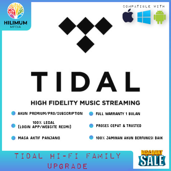 TIDAL HI-FI PLAN FAMILY UPGRADE Akun / account PREMIUM Original Termurah |FULL 1MONTH WARRANTY|