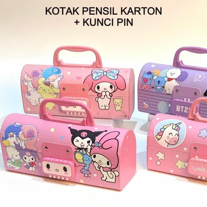 

BOS Kotak Pensil Karton+Kunci Pin/Tempat Pensil/Pencil Case Locker