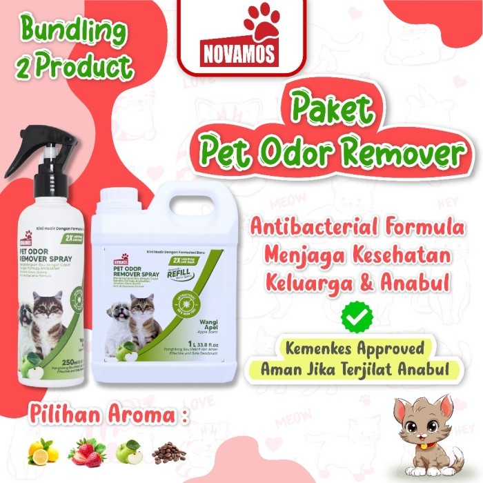 Novamos Paket Odor Remover 250 Ml + Refil 1 L Penghilang Bau Kotoran