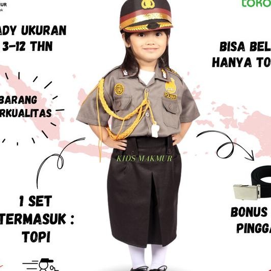 Baju Polwan Polisi Wanita Profesi Anak Baju Kostum Anak Baju Polisi Tk