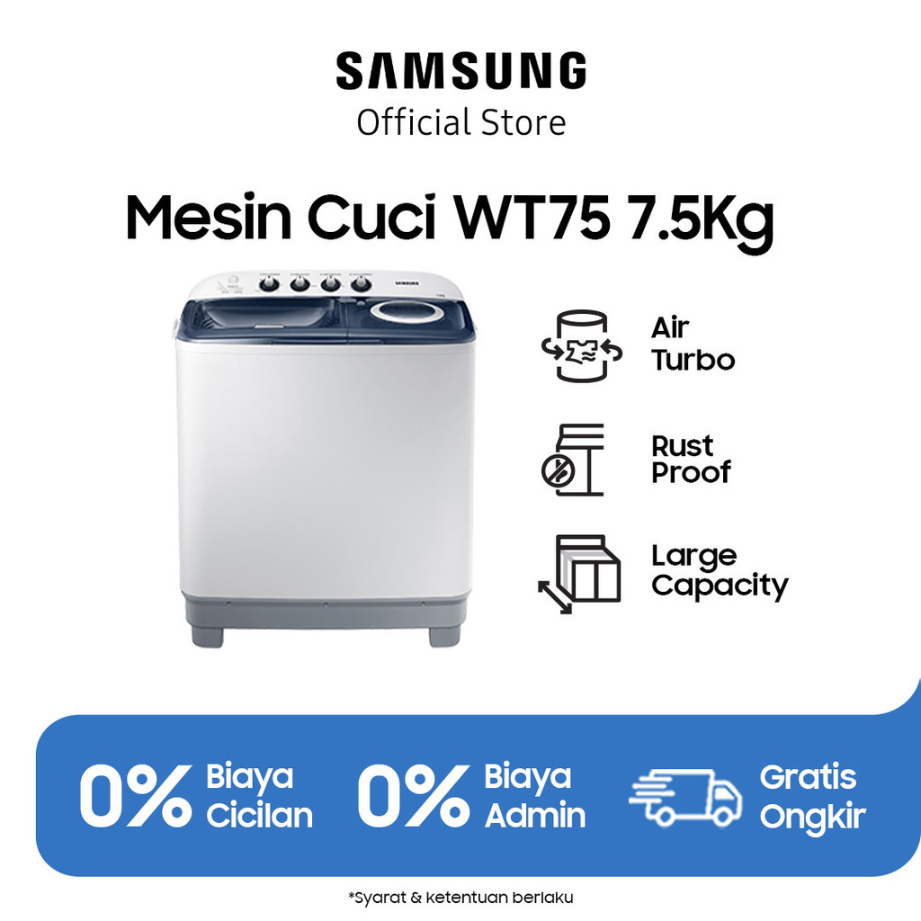 Samsung WT75H3210MB/SE Mesin Cuci 2 Tabung / Twin Tub - Light Grey