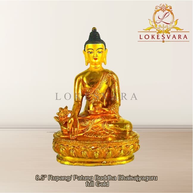 best seller] Patung Rupang Arca Logam Buddha Bhaisajyaguru 8.5inch Full Gold