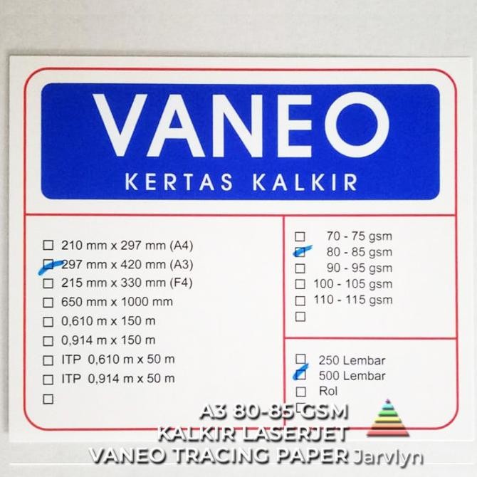 

VANEO - Kertas Kalkir Tracing Paper A3 80-85 Gsm