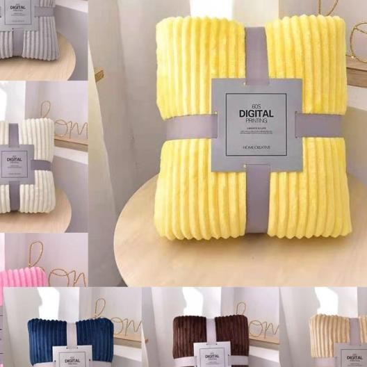 Selimut Bulu Salur Halus Polos Uk 200X230