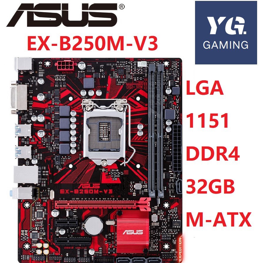 ASUS EX-B250M-V3 b150 B250 b250m (INTEL 6.7GEN) LGA1151 DDR4 motherboard menggunakan paket pabrik as