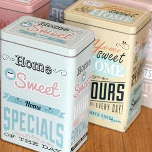 kotak kaleng vintage retro metal box serba guna tempat kopi teh gula