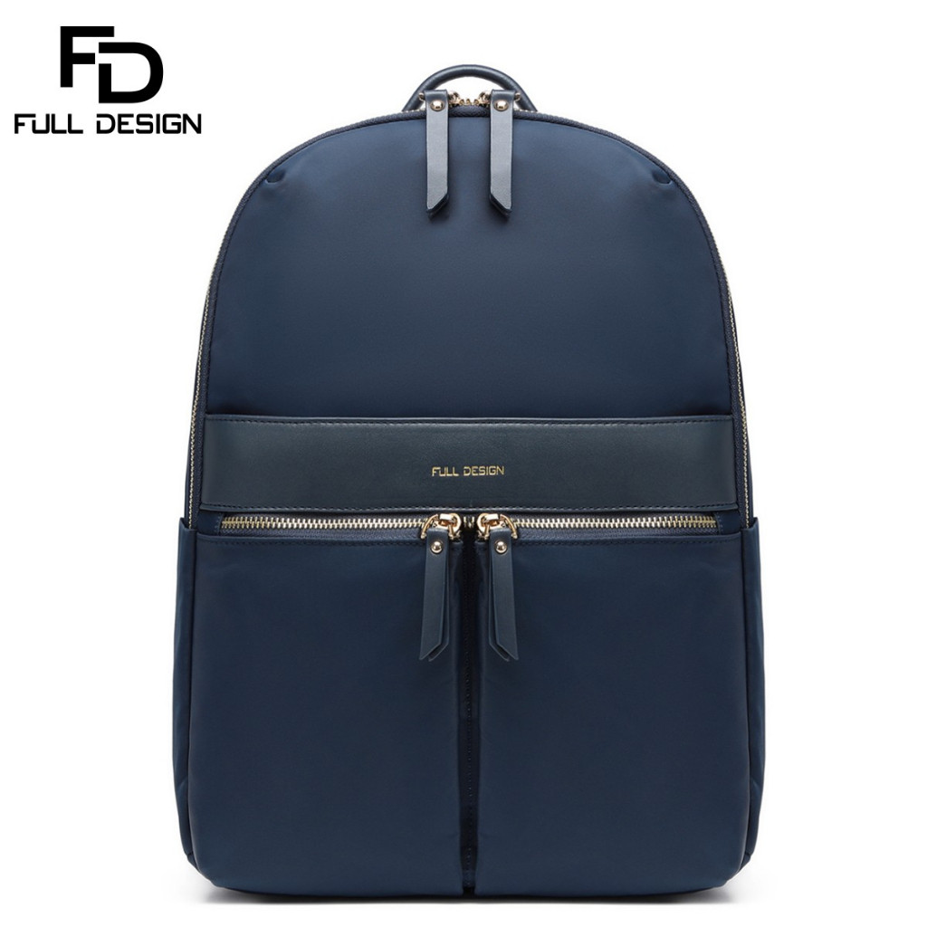 FULL DESIGN Women Laptop Backpack Casual Waterproof School Bag 14/15.6" Work Fashion Collection Blue