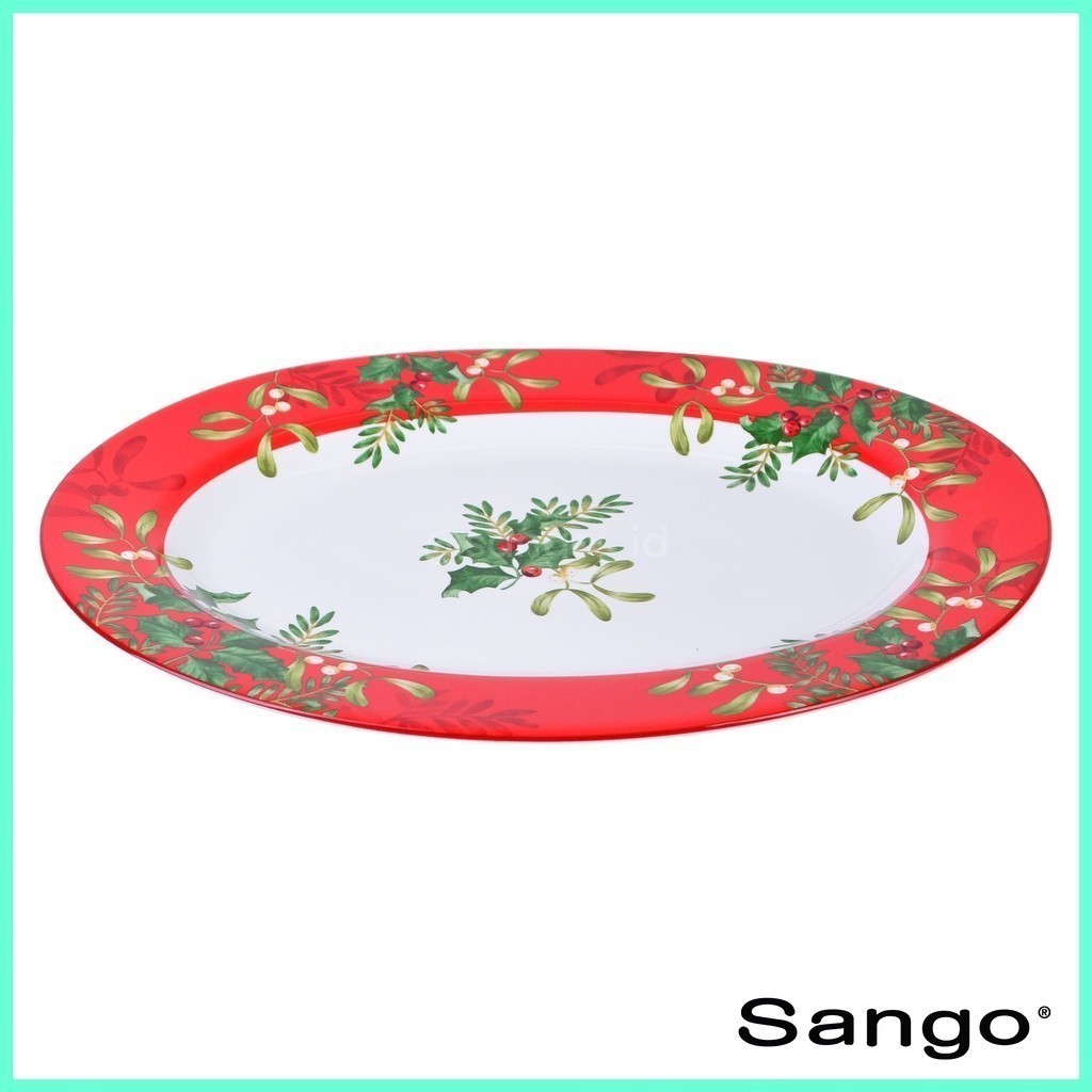 SANGO Set Piring Oval Christmas Foliage Red (Isi 1)