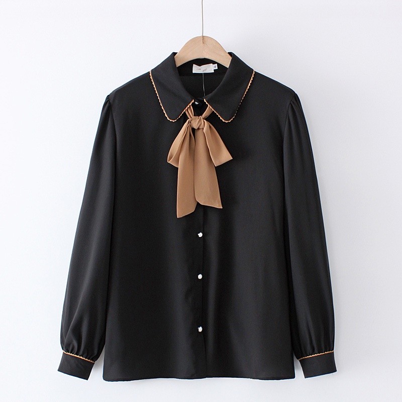 Blus Pakaian Kantor Krem Hitam Putih Wanita Ukuran Besar XL-4XL Atasan Vintage Atasan OL Baru Musim 