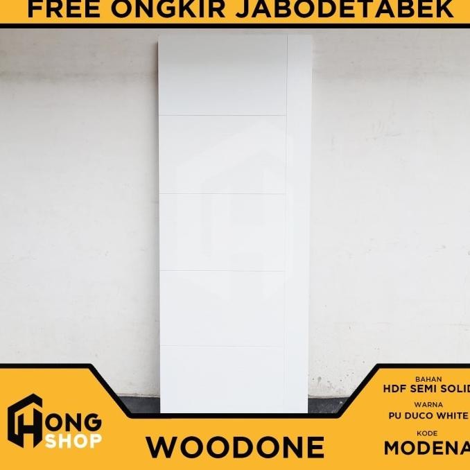 Pintu Geser/Sliding Hdf Woodone Pu Duco Finish Set (Rel+Handle+Kunci)