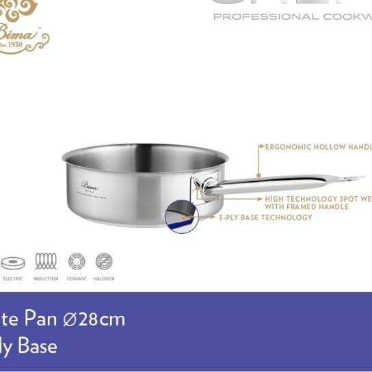 Bima Saute Pan Chef Sus 304 3Ply Tebal Wajan Tus Stainless Steel