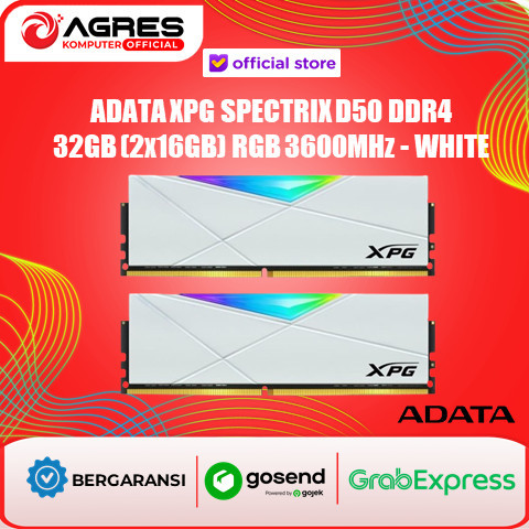 ADATA XPG SPECTRIX D50 DDR4 32GB (2X16GB) RGB 3600MHZ - WHITE