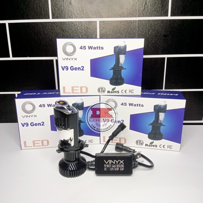 Lampu Headlamp projector mini lens H4 V9 vinyx pro cut off flat