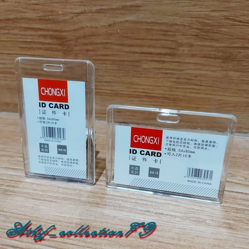 

Tempat Id Card Akrilik Transparan Holder Id Card 2 sisi Vertikal Horizontal