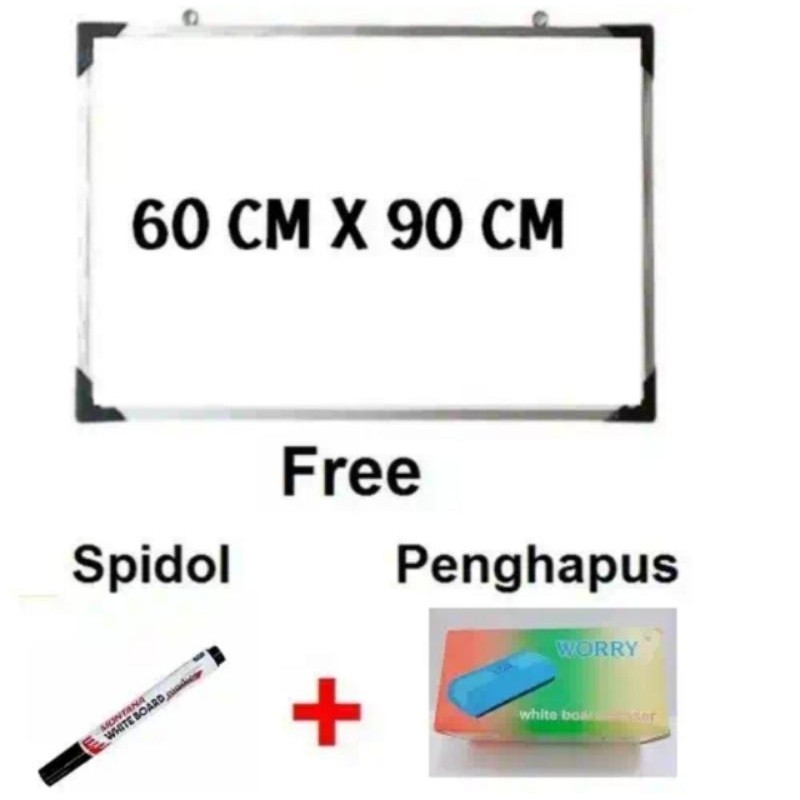 

PAPAN TULIS WHITE BOARD BONUS SPIDOL DAN PENGHAPUS PAPAN TULIS