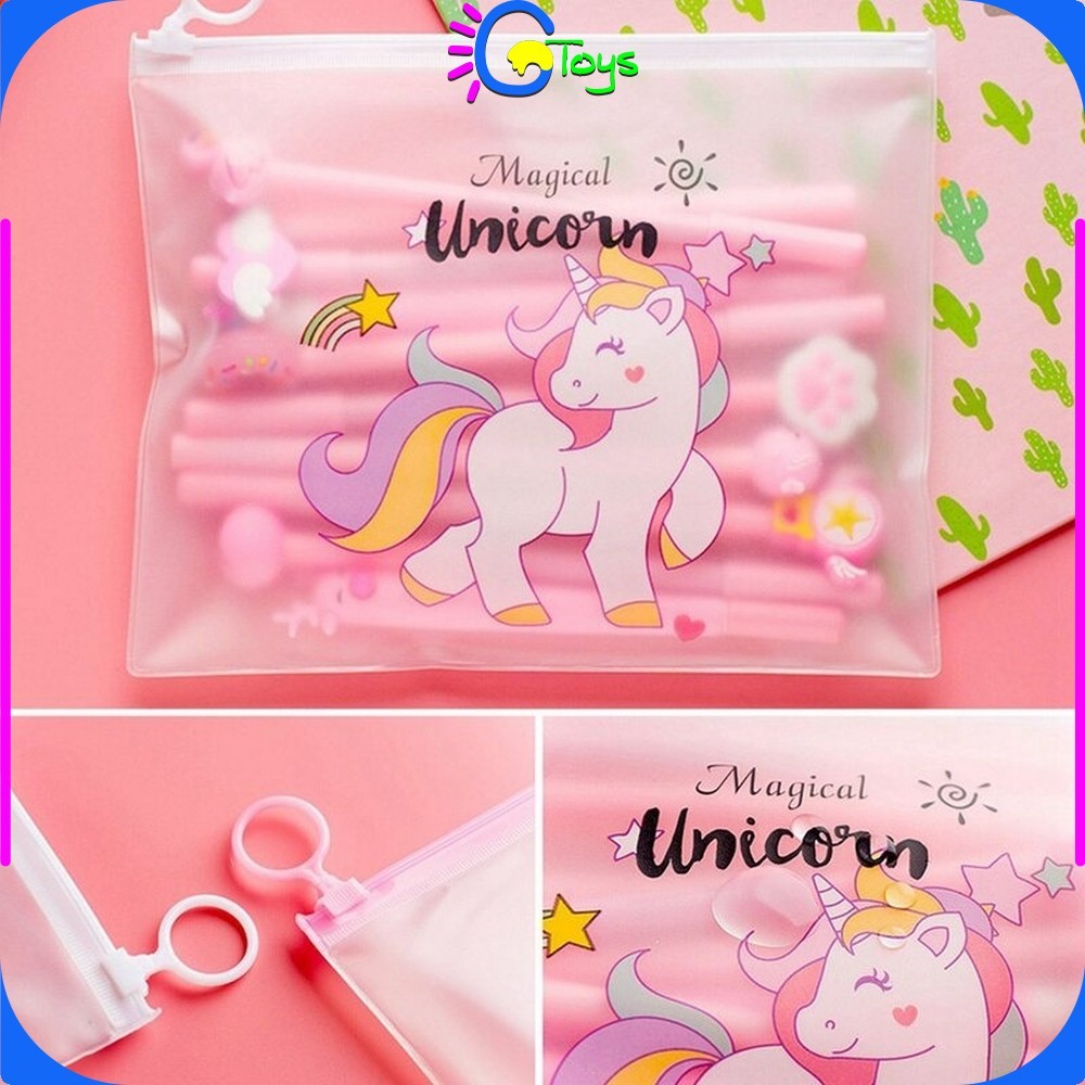 

CR-A15 Pulpen Gel Karakter Lucu Set Isi 20PCS Pena FREE Zipper Pouch Tempat Pensil Transparan Murah