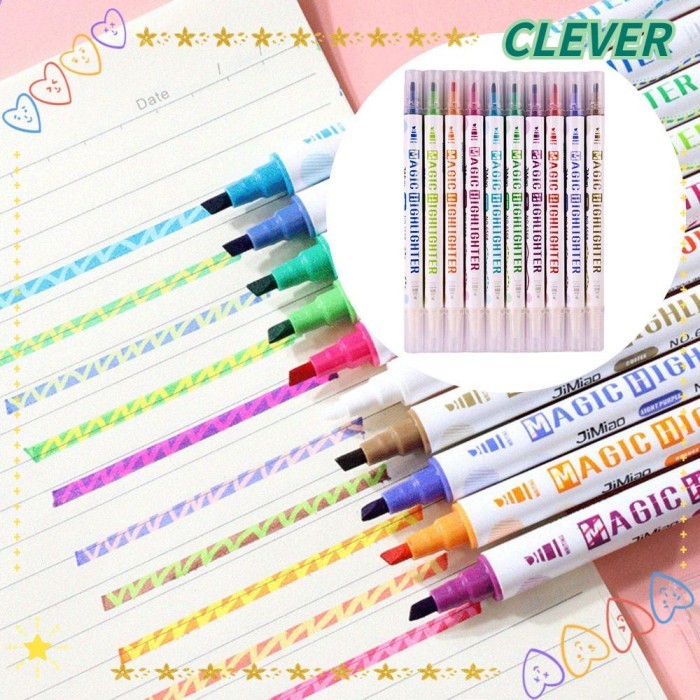 

Vee Clever 10Pcs/Set Penanda Neon Kantor Perlengkapan Sekolah Alat Gambar