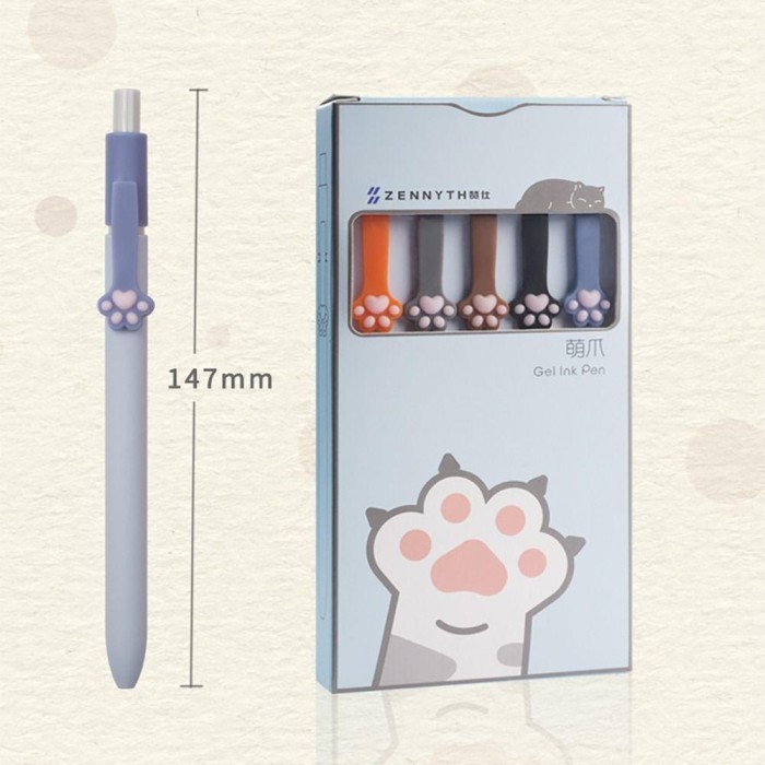 

Vee Top 5Pcs/Set Pena Gel Perlengkapan Kantor Sekolah Kartun Dengan Klip