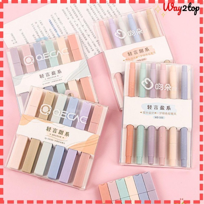 

Vee Way2Top 6Pcs/Set Pen Neon Penanda Warna Buku Teks Perlengkapan Sekolah