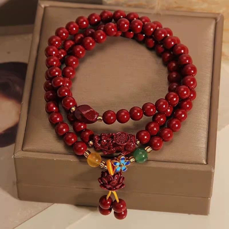 Gelang Cinnabar Alami, Gelang Emas Ungu, Gelang Pasangan Tahun Hewan Keberuntungan Banyak Lingkaran