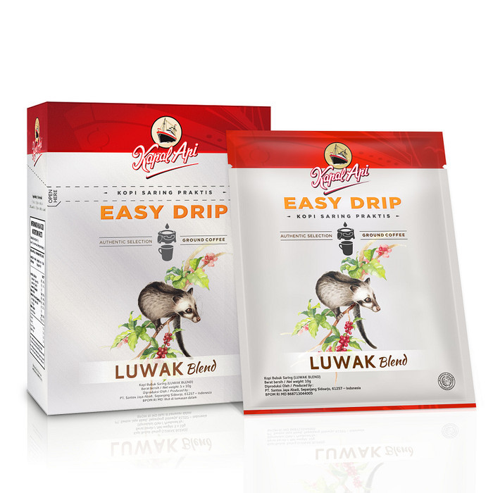 

Kapal Api ~ Luwak Blend Easy Drip Box Isi 5 Sachet @ 10 Gram Kopi Drip