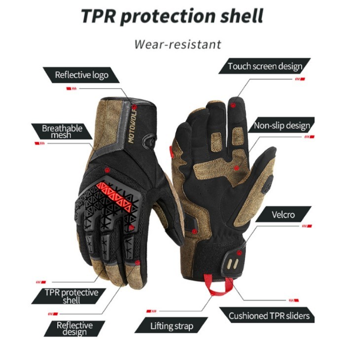 Gloves Motor Motowolf Sarung Tangan Full Finger Touch Screen Premium