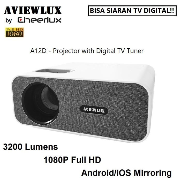 Terbaru Aviewlux A12 Wifi Digital Tv Tuner - Proyektor 3200 Lumens Tv Digital Promo Ready Stok