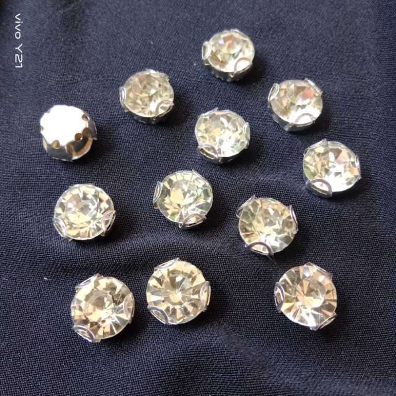 Payet kristal jahit diamon cangkang bening