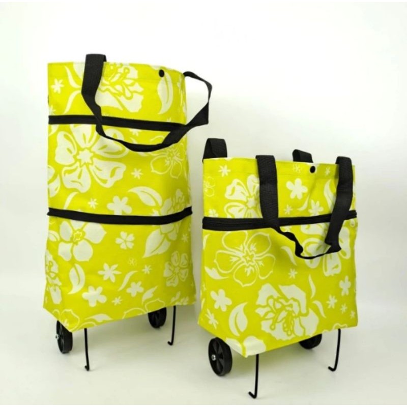 tas belanja lipat troli roda motif serbaguna travel bag portable