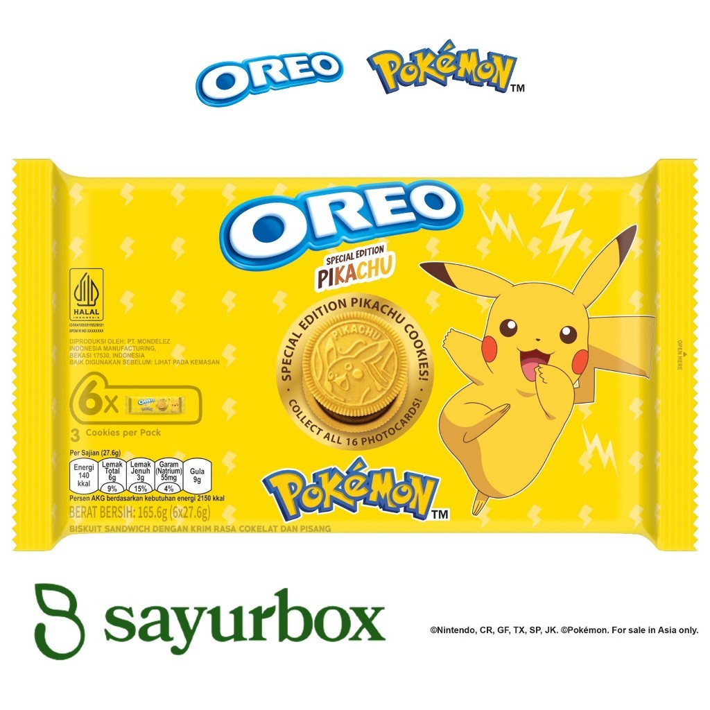 

Oreo Biskuit Pokemon Choco Banana Multipack isi 6 165,6 gram