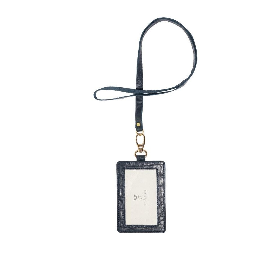 

Baru | Name Tag Kulit Asli Id Card Holder Lanyard Kulit Asli Fury Chital Blue