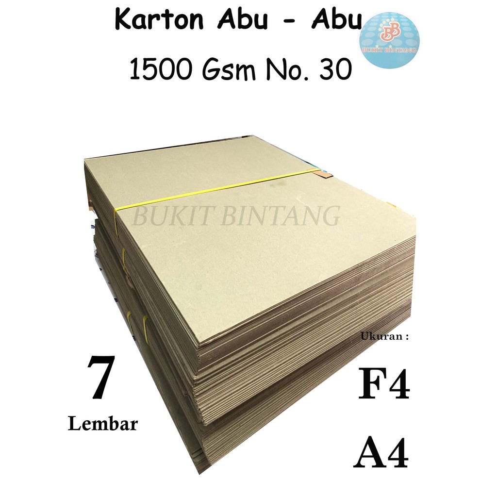 

Kertas Karton Abu - Abu 1500 Gsm No. 30 Ukuran A4/F4 7 lembar.