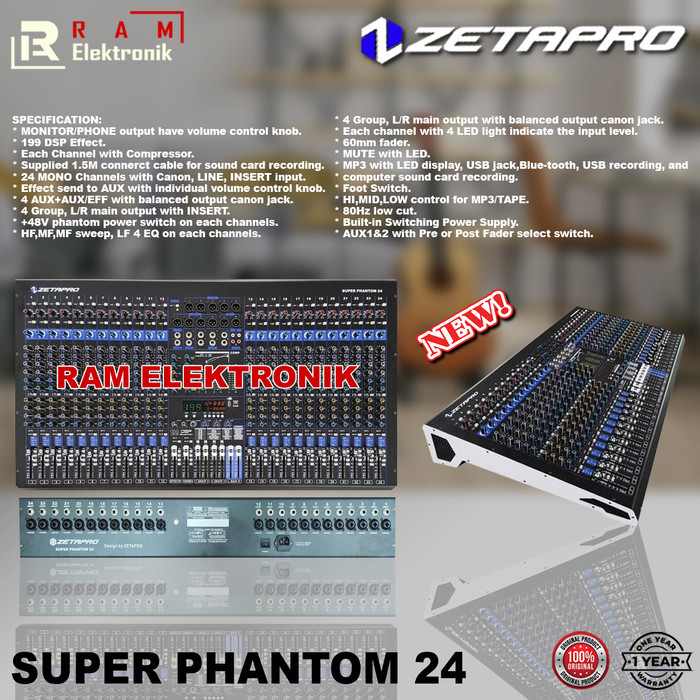 Mixer 24 Channel ZETAPRO Super Phantom 24 Terbaru Original