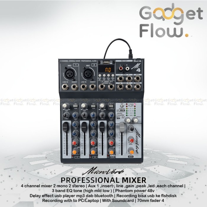 Mixer Audio Microverb Best 4 Best4 Soundcard Recording Interface