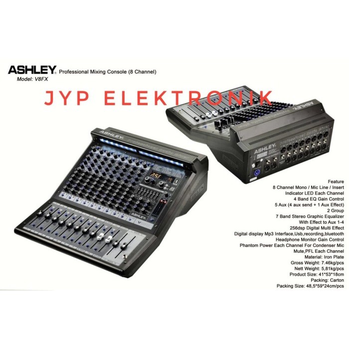 Mixer Audio ASHLEY V8FX / V 8FX / V-8FX(8 Channel)ORIGINAL,Best Seller