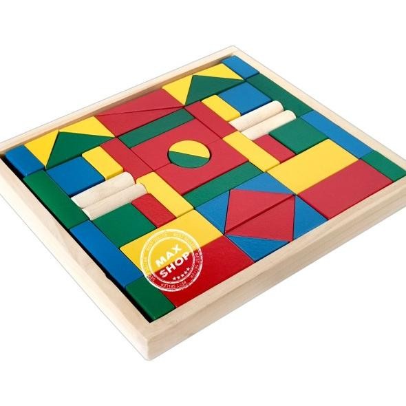 Mainan Anak Balok Kayu - Wooden Blo - Susun Rumah dan Bangunan Kayu