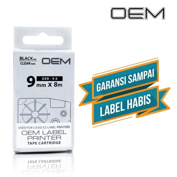 

OEM TAPE EZ LABEL CASIO 9MM BLACK INK CLEAR (OXR-9X) ORIGINAL DAN TERPERCAYA