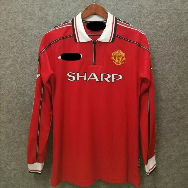 BIG SALE JERSEY BOLA RETRO MANCHESTER UNITED MU HOME TREBLE LENGAN PANJANG 1999 